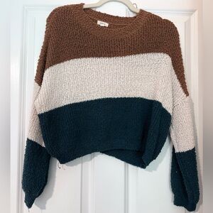 Debut Colorblock Sweater - Brown, Cream, and Blue